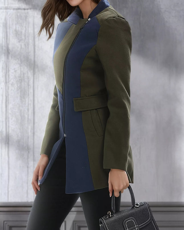 Color Block Zip Up Outerwear