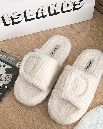 Cozy Fuzzy Open Toe Slippers