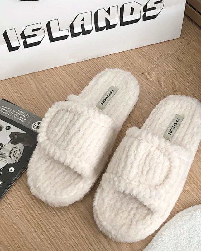 Cozy Fuzzy Open Toe Slippers