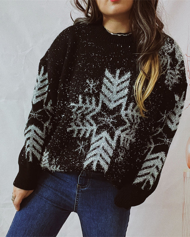 Snowflake Pattern Long Sleeve Sweater