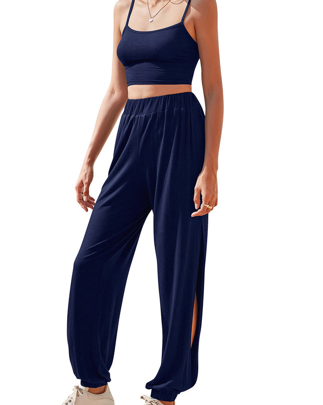 Cropped Cami and Side Split Joggers Set