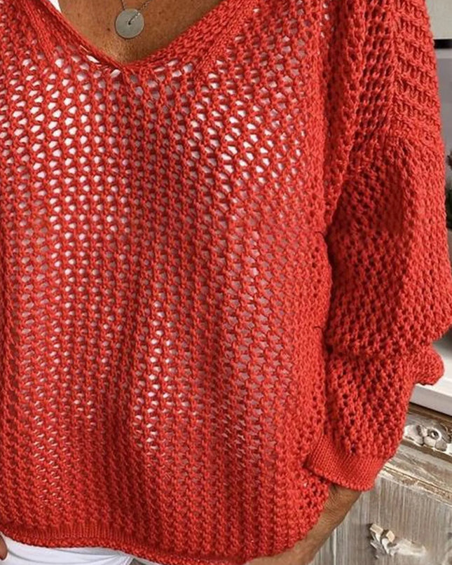 Openwork Long Sleeve Hooded Knit Cover Up