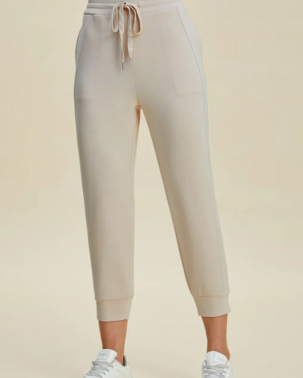 Basic Bae Full Size Air Scuba Drawstring High Waist Cropped Pants