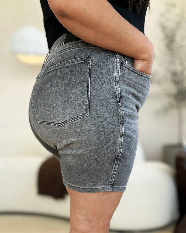 Judy Blue Full Size High Waist Washed Denim Shorts