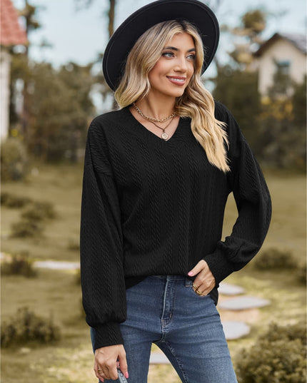 V-Neck Dropped Shoulder Blouse