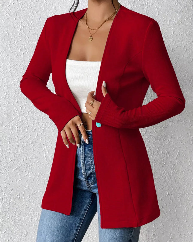 One Button Long Sleeve Blazer