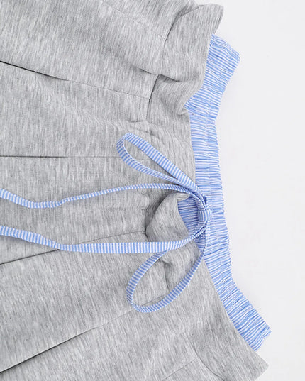 Drawstring Pleated Mini Skirt