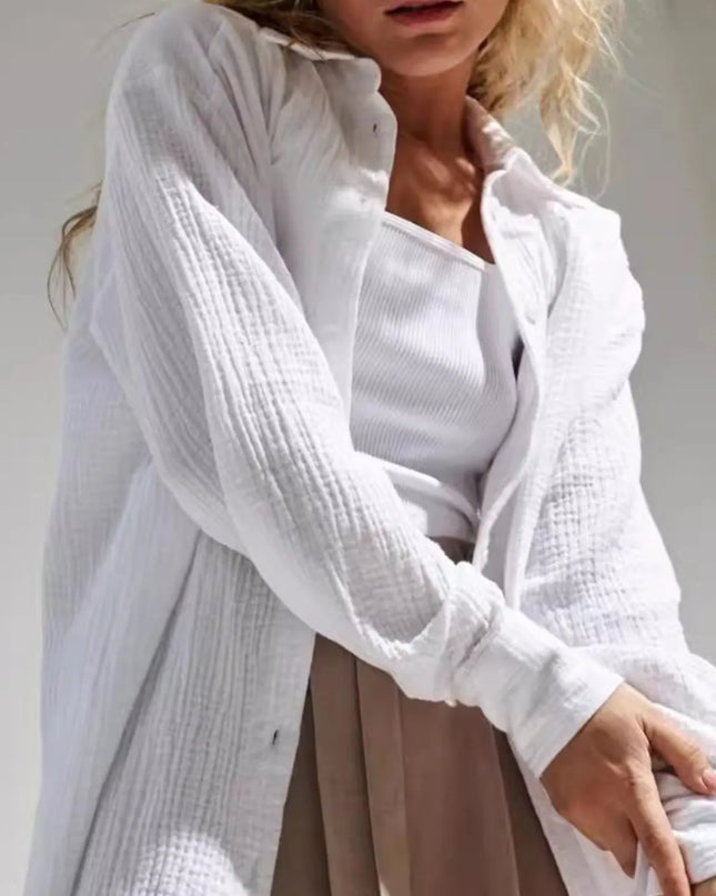Button Up Long Sleeve Texture Shirt
