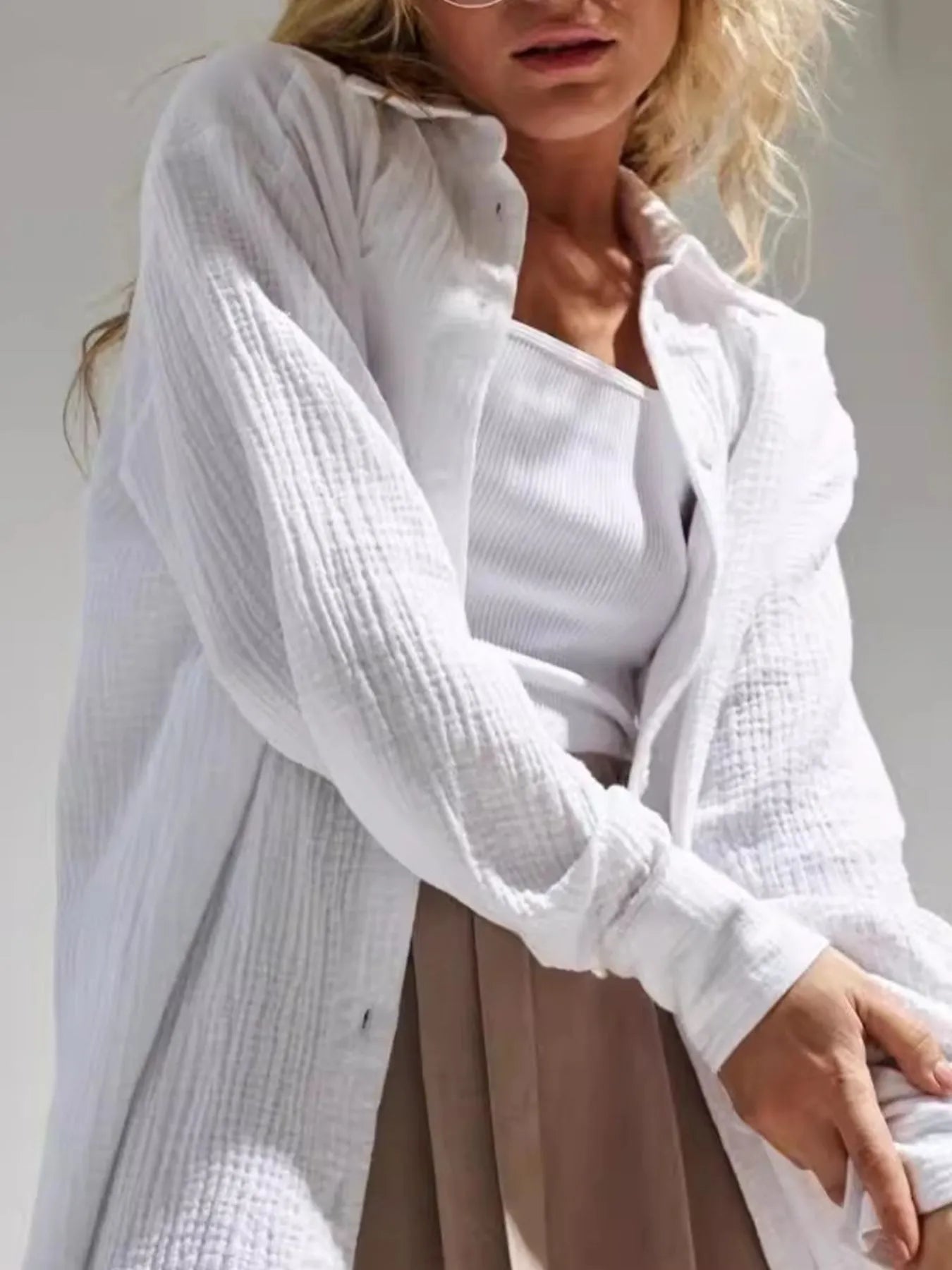 Button Up Long Sleeve Texture Shirt