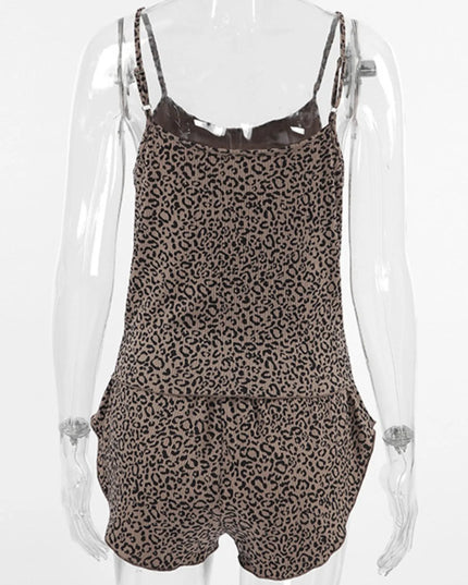 Leopard Cami Cardigan and Shorts 3-Piece Set