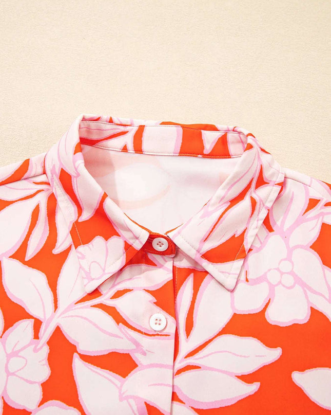 Botanical Print Single Chest Pocket Button Up Shirt