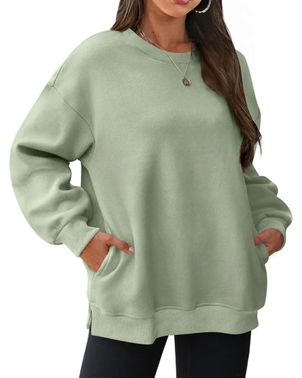 Oversized Long Sleeve Crewneck Sweatshirt Bean Green