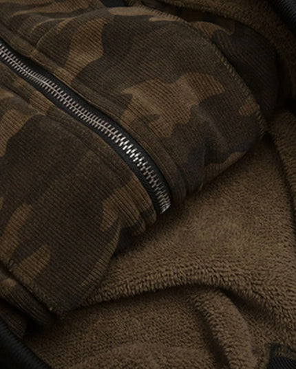 Men's Camouflage Faux Fur Hood Jacket