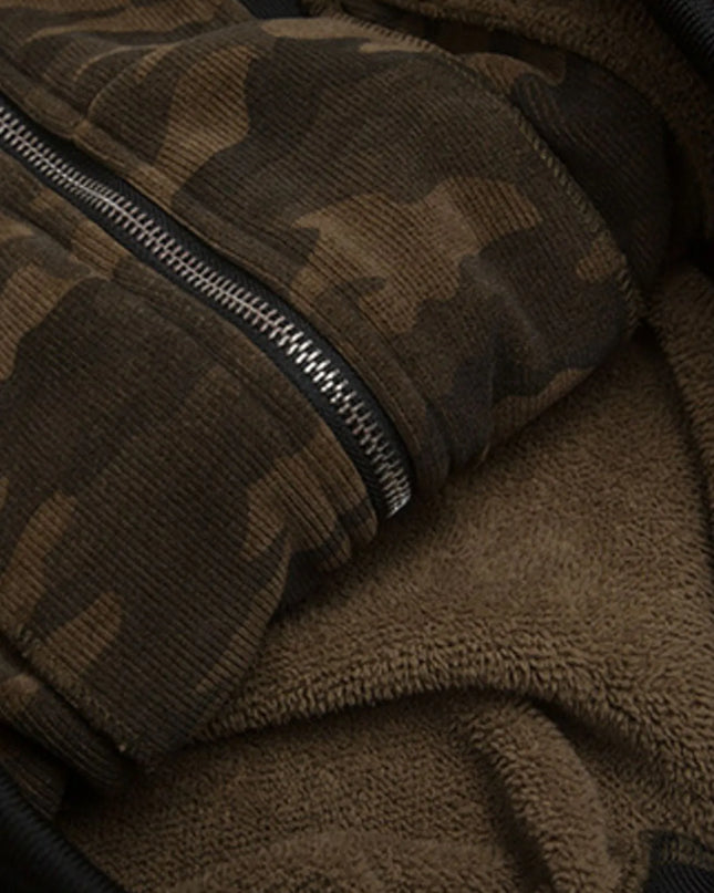 Men's Camouflage Faux Fur Hood Jacket