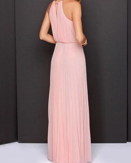 Pleated Sleeveless Maxi Tank Dress