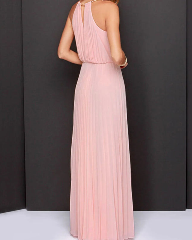 Pleated Sleeveless Maxi Tank Dress