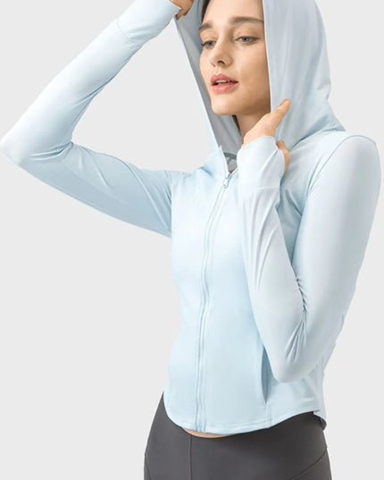 Millennia Pocketed Zip Up Hooded Long Sleeve Active Outerwear
