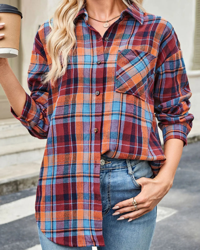 Plaid Button Up Long Sleeve Shirt