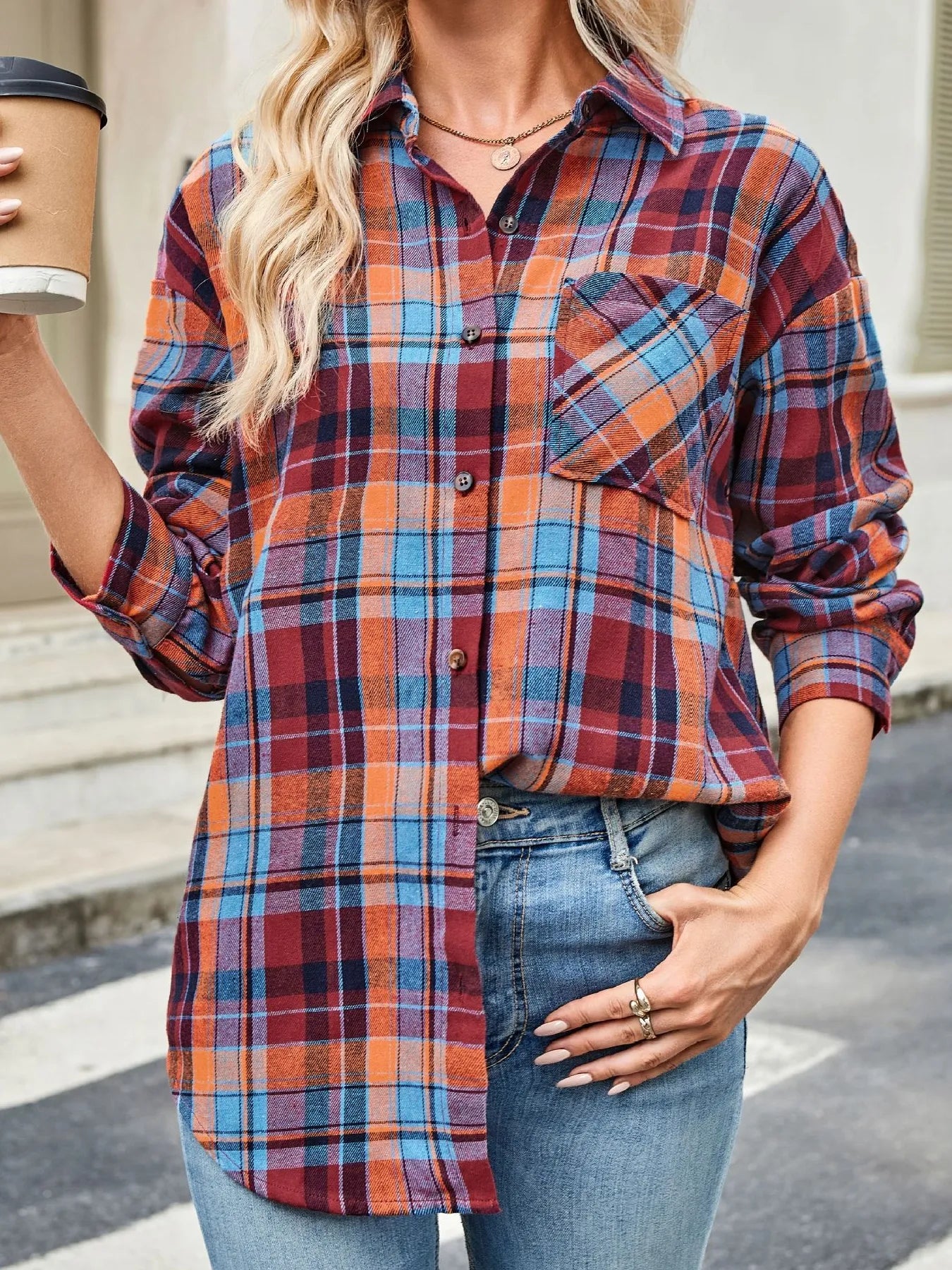 Plaid Button Up Long Sleeve Shirt
