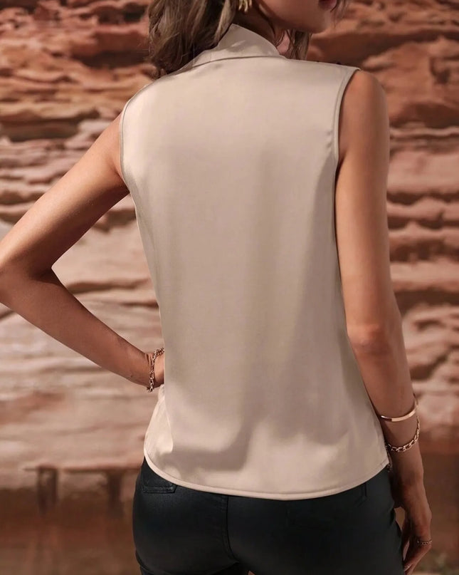Sleeveless Wrap Draped Blouse
