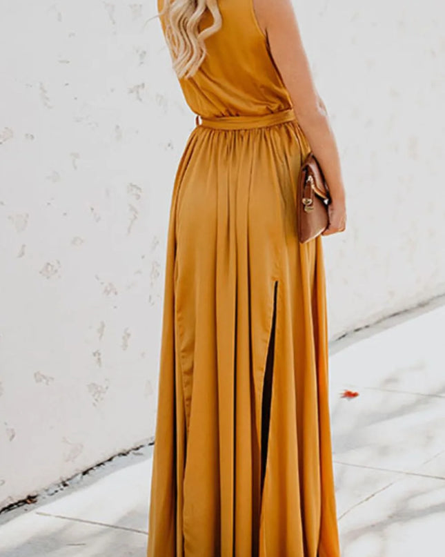 Surplice Tie Waist Maxi Dress
