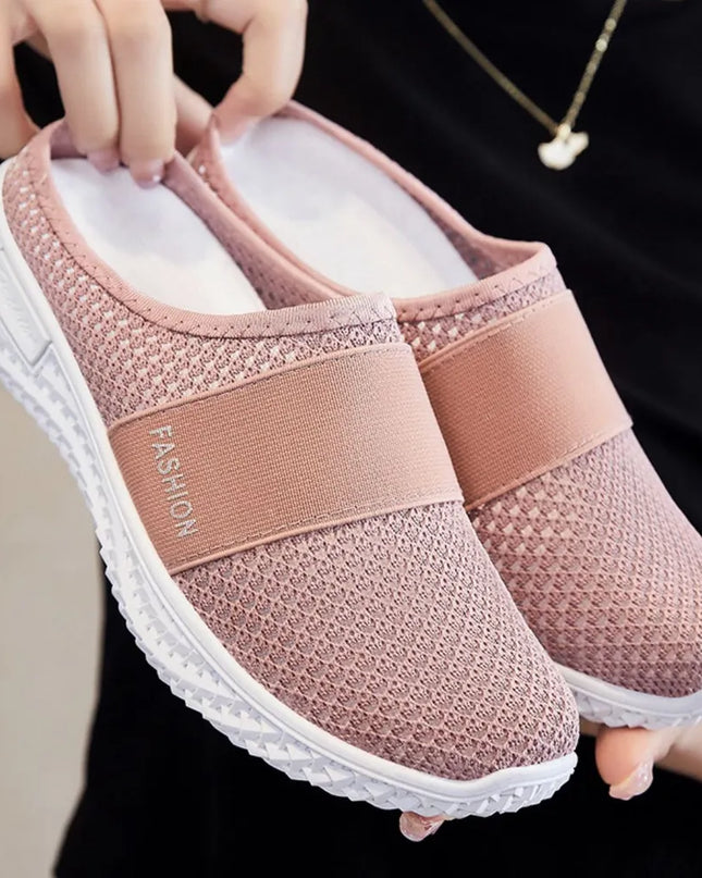 Round Toe Mesh Slip-On Sneakers
