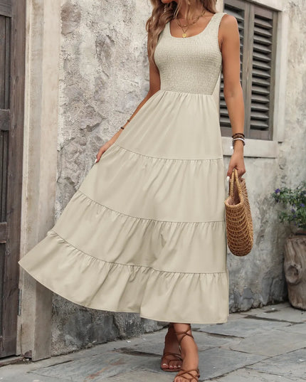 Ivy Lane Smocked Scoop Neck Sleeveless Tank Dress 