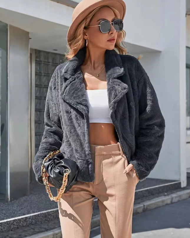 Ivy Lane Plush Open Front Dropped Shoulder Jacket