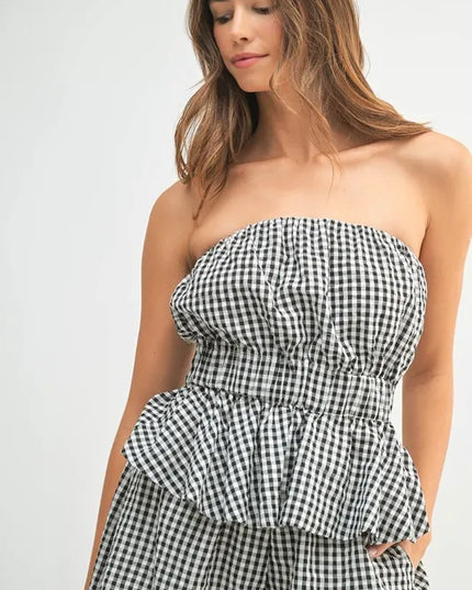 MABLE Gingham Tube Top and Shorts Set