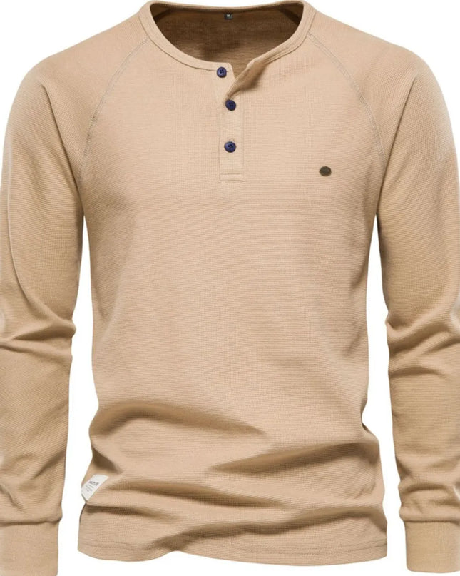 Men's Waffle-Knit Long Sleeve T-Shirt Khaki