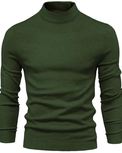 Men's Mock Neck Long Sleeve Sweater Army Green