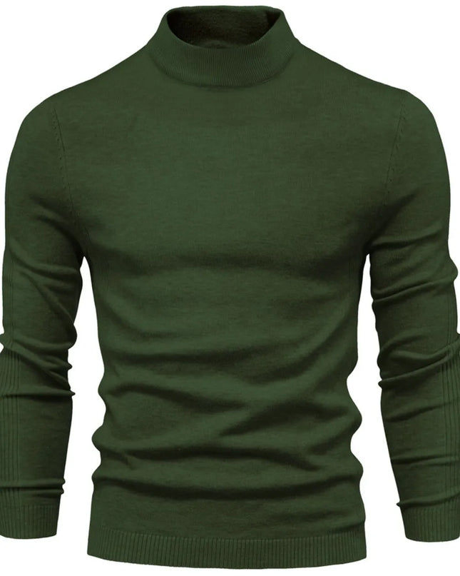 Men's Mock Neck Long Sleeve Sweater Army Green