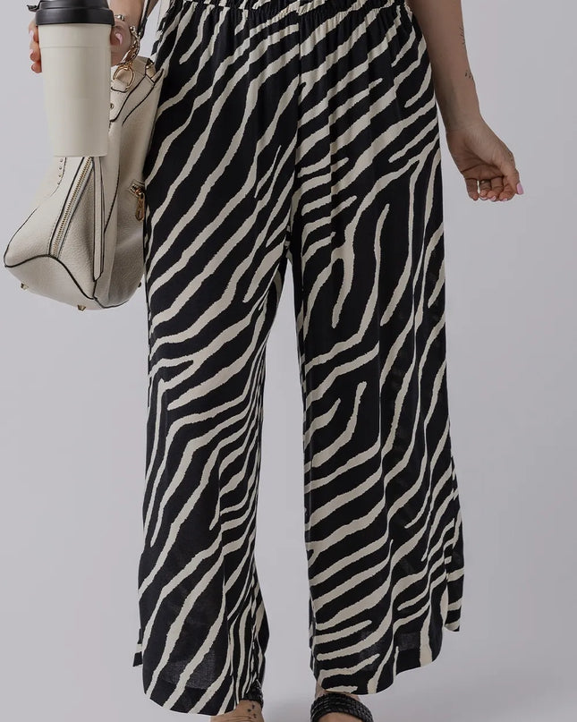 Zebra Striped Summer Wide Leg Pants