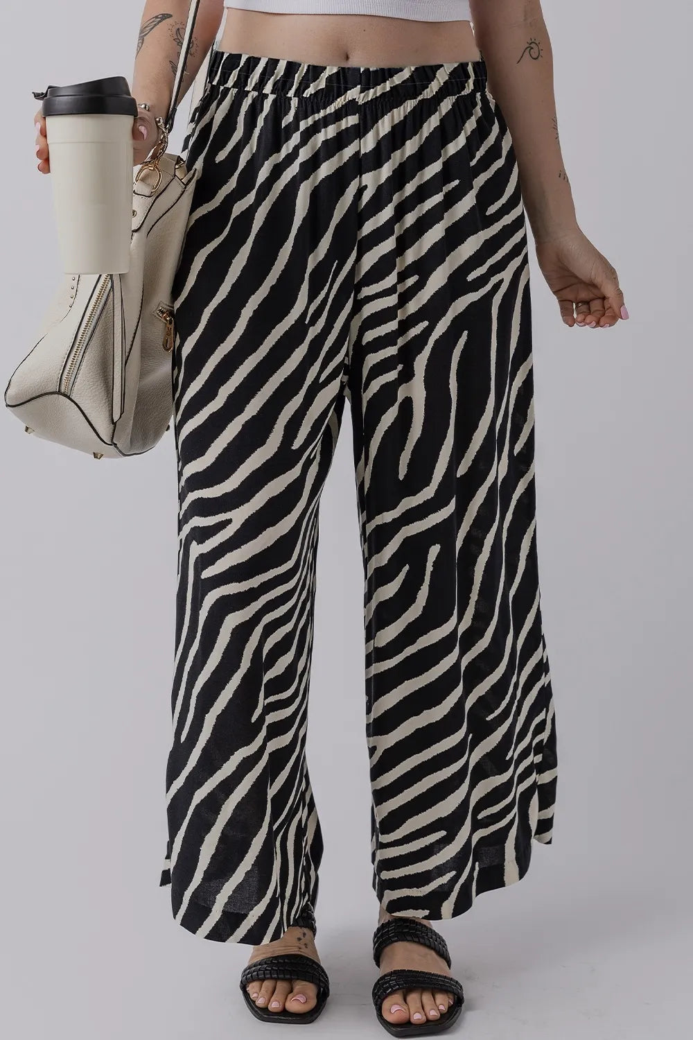 Zebra Striped Summer Wide Leg Pants