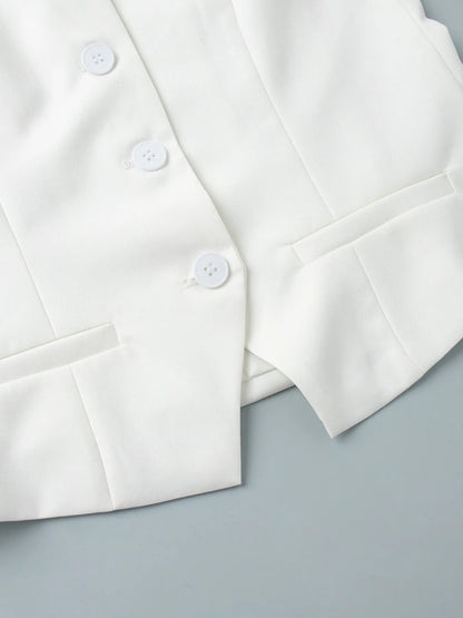 V-Neck Vest and Pants Two-Piece Blazer Set