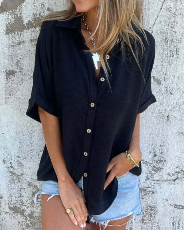 Full Size Collared Neck Half Sleeve Shirt Plus Size 