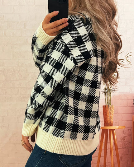 Plaid Button-Down Cardigan