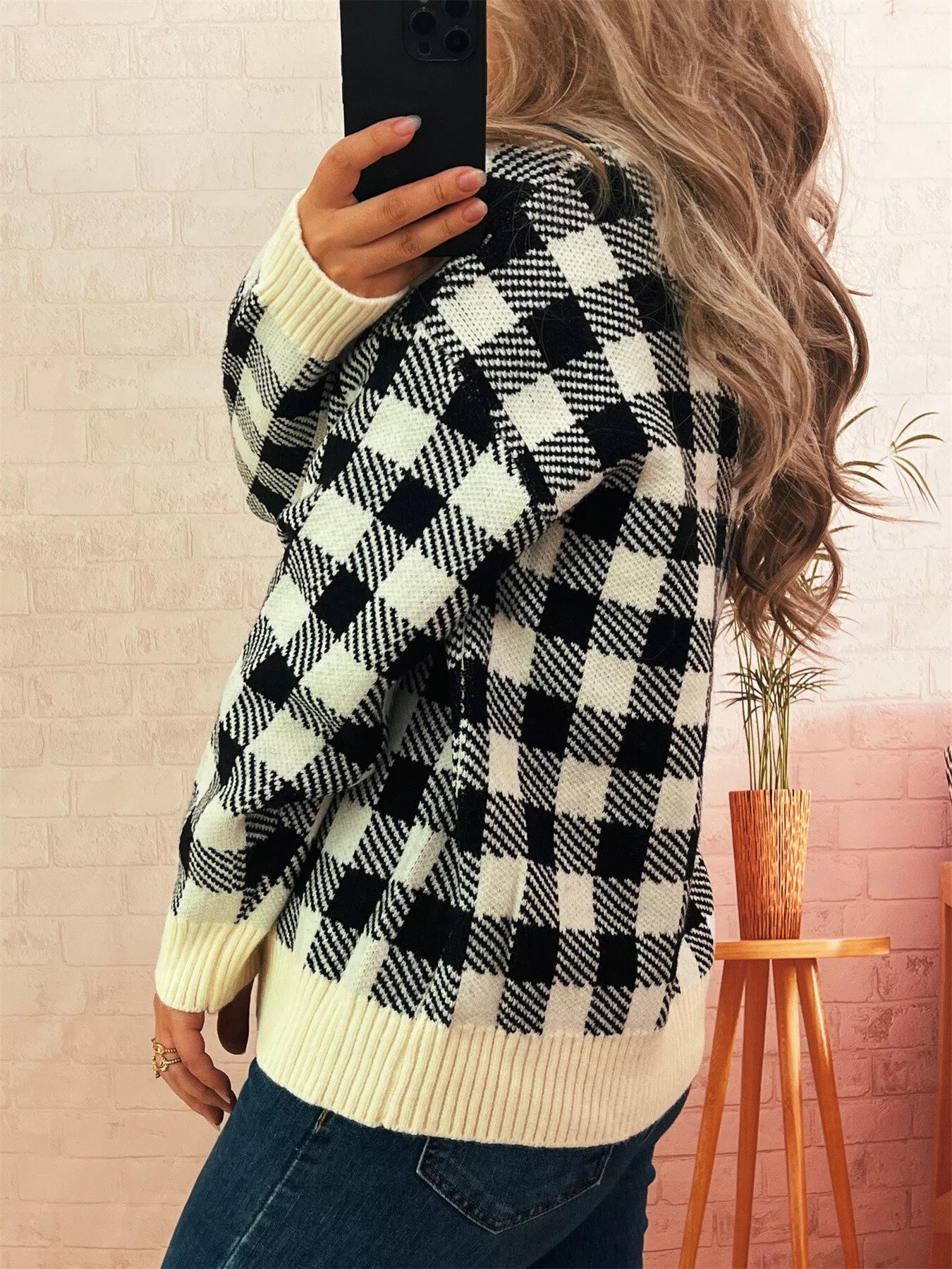 Plaid Button-Down Cardigan