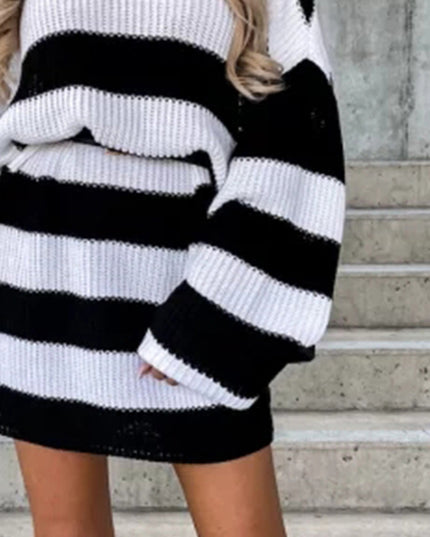 Striped Turtleneck Sweater Dress