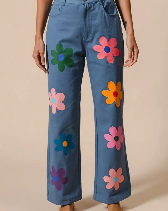 BiBi Flower Print Straight Legs Pants