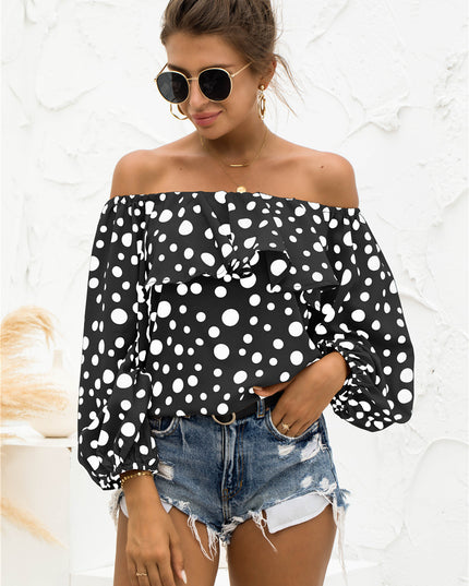 Polka Dot Off-Shoulder Layered Blouse 