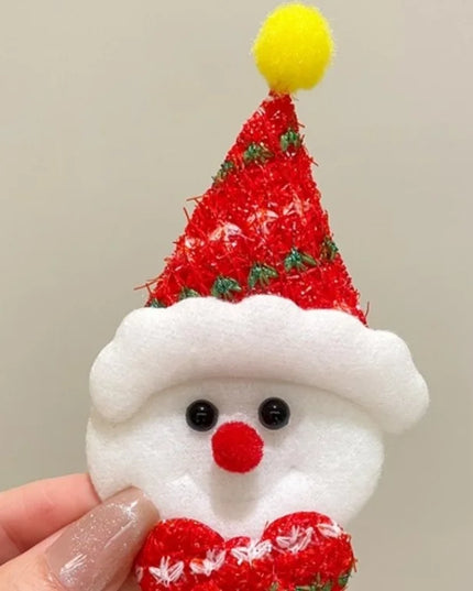 Cute Christmas Pin Christmas Tree Santa Claus Alloy Women's Brooches Bow Tie Snowman-brooch