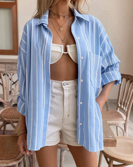 Striped Oversized Button-Down Shirt