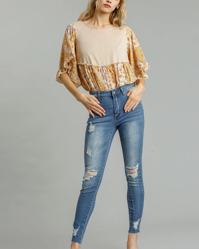 Umgee Distressed Skinny Jeans with Edge Detail