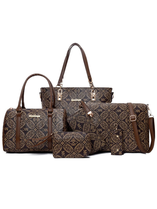 6-Piece Geometric Pattern Bag Set