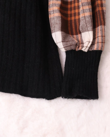 Plaid Long Sleeve Sweater Dress