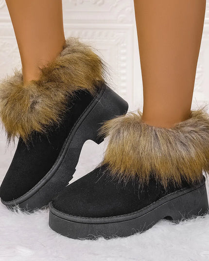 Furry Trim Platform Winter Boots
