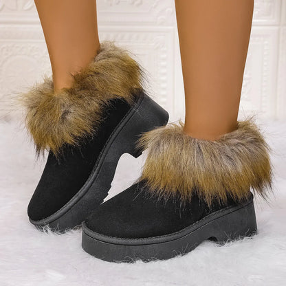 Furry Trim Platform Winter Boots