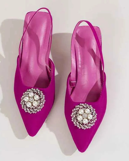 Pearl Detail Point Toe Pumps