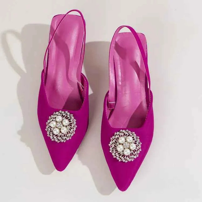 Pearl Detail Point Toe Pumps